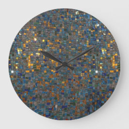 Reloj Redondo Grande Piedras de mosaico en azul y oro