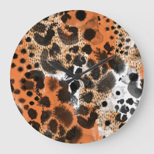 Reloj Redondo Grande Piel animal: patrón de leopardo creativo.