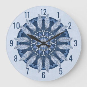 Reloj Redondo Grande Piel azul Mandala