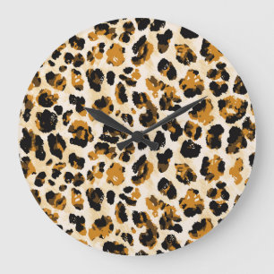 Reloj Redondo Grande Piel de leopardo acuático, gradiente de tintes.