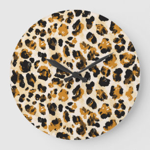 Reloj Redondo Grande Piel de leopardo acuático, gradiente de tintes.