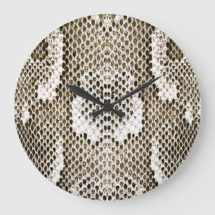 Reloj Redondo Grande Piel de Python: Diseño de Patrón Animal