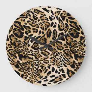 Reloj Redondo Grande Piel leopardo africana: Textura animal sin mar