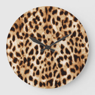 Reloj Redondo Grande Piel Leopardo, Auténtico Patrón De Vida Silvestre.