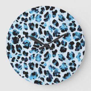 Reloj Redondo Grande Piel leopardo Cheetah: tinte vinícola acuarela