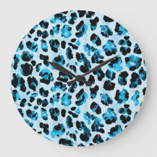 Reloj Redondo Grande Piel leopardo Cheetah: tinte vinícola acuarela