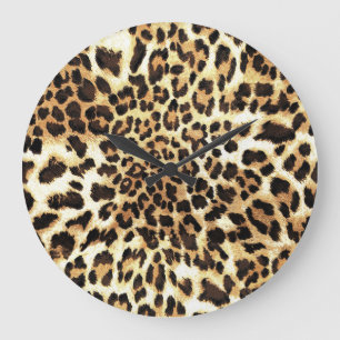 Reloj Redondo Grande Piel leopardo, diseño de patrones impecable.