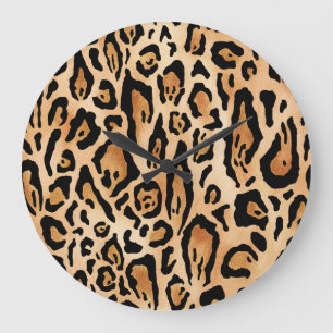 Reloj Redondo Grande Piel leopardo: Patrón eterno sin foco