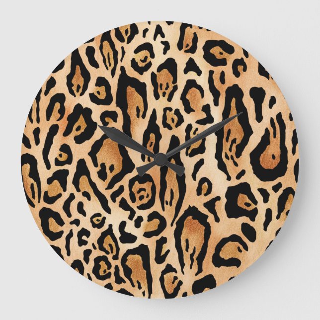Reloj Redondo Grande Piel leopardo: Patrón eterno sin foco (Anverso)