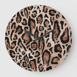 Reloj Redondo Grande Piel leopardo: patrón sin costuras.
