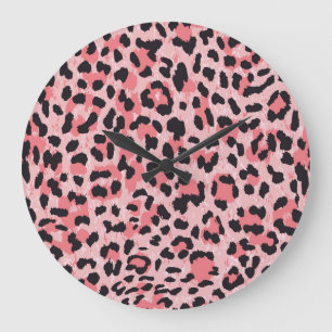 Reloj Redondo Grande Piel leopardo: textura vintage sin costuras
