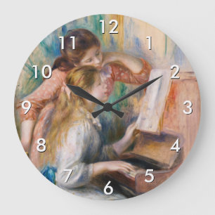 Reloj Redondo Grande Pierre Auguste Renoir - Jóvenes niñas en el piano