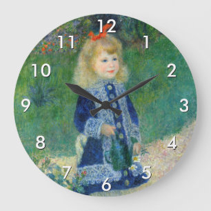 Reloj Redondo Grande Pierre-Auguste Renoir - Una niña con una regadera