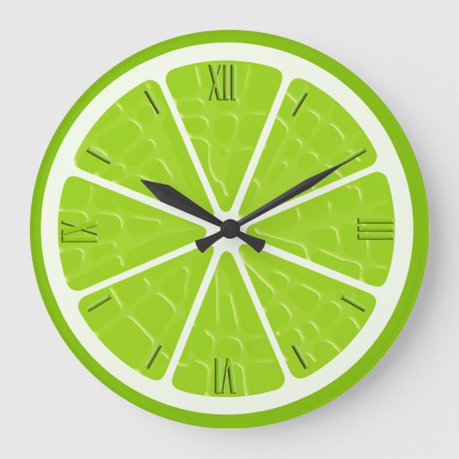 Reloj Redondo Grande Pieza De Fruta Estilizada Lime (Anverso)
