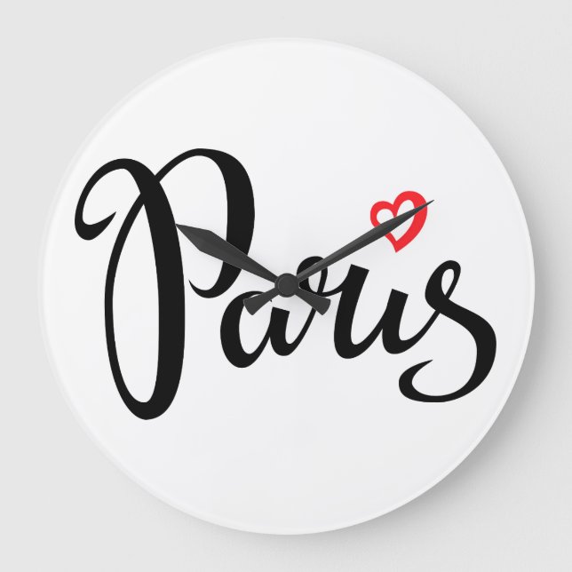 Reloj Redondo Grande Pieza de pincel de París con corazón (Anverso)