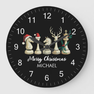 Reloj Redondo Grande Piezas de ajedrez personalizadas modernas y trendy