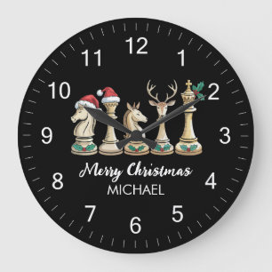 Reloj Redondo Grande Piezas de ajedrez personalizadas modernas y trendy
