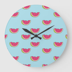 Reloj Redondo Grande Piezas de sandía en patrón Verde azulado