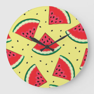 Reloj Redondo Grande Piezas de sandía: patrón amarillo de verano