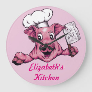 Reloj Redondo Grande Piggy The Hamicidac Maniac Funny Chef Pig Art