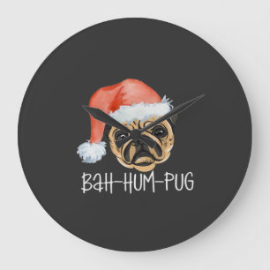 Reloj Redondo Grande Pijama Oversized Divertido Pug Navidad Perro Mamá
