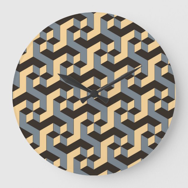 Reloj Redondo Grande Pila Compleja Geométrica De Marfil De Plata (Anverso)