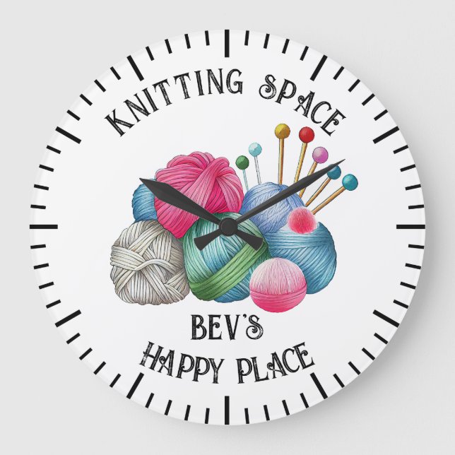 Reloj Redondo Grande Pila de hilados de punto (Anverso)