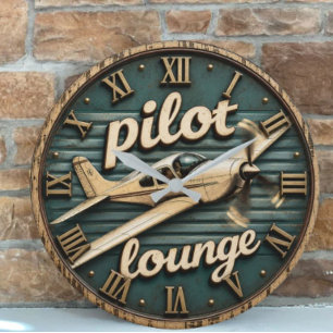Reloj Redondo Grande Pilot Lounge Vintage Propeller Airplane