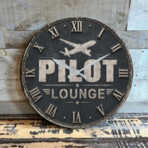 Reloj Redondo Grande Pilot Lounge Welcome Vintage Biplane