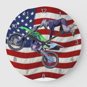 Reloj Redondo Grande Piloto de Motocross de Freestyle de Alto Vuelo