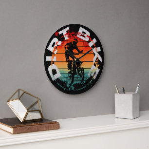 Reloj Redondo Grande Piloto de motocross en moto de cross