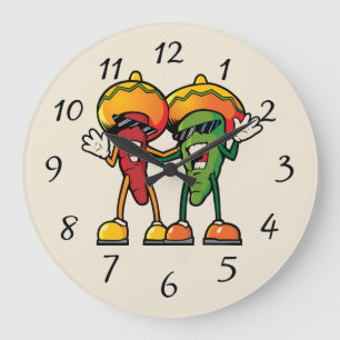 Reloj Redondo Grande pimientos calientes para personalizados
