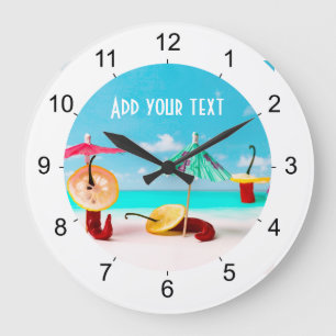 Reloj Redondo Grande Pimientos De Chili Junto Al Mar