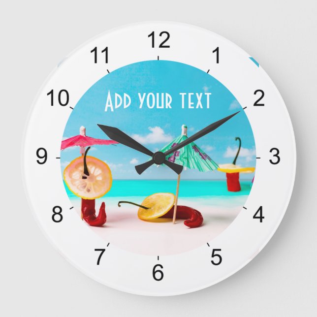 Reloj Redondo Grande Pimientos De Chili Junto Al Mar (Anverso)