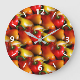 Reloj Redondo Grande Pimientos rojos y amarillos
