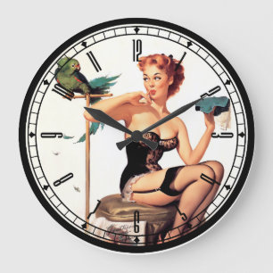 Reloj Redondo Grande Pin-Up Girl Wall Clock