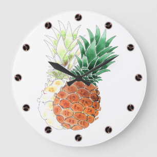 Reloj Redondo Grande Piña, acuarela.