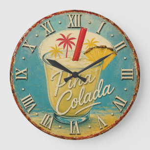 Reloj Redondo Grande Piña Colada Tropical Cocktail Beach