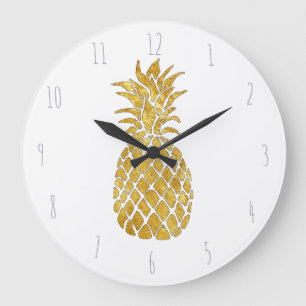 Reloj Redondo Grande piña dorada