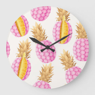 Reloj Redondo Grande Piña rosa: Vintage detallado alto