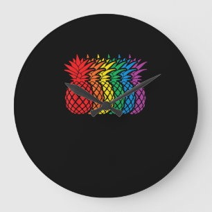 Reloj Redondo Grande Piñas arcoiris Aloha Mes del Orgullo Gay Hawai