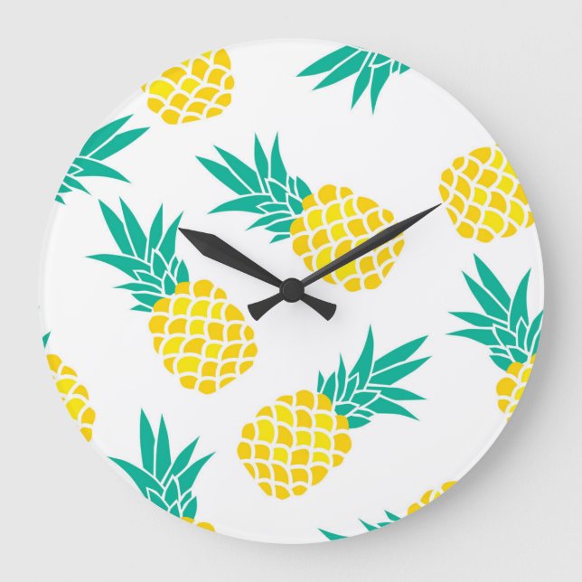 Reloj Redondo Grande Piñas Exóticas: Luz Amarilla. (Anverso)