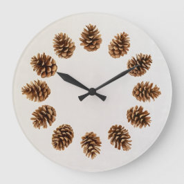 Reloj Redondo Grande Piñas Rústicas