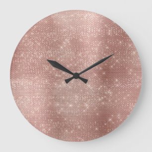 Reloj Redondo Grande Pincel de imitación de oro rosa rosado Diamante m