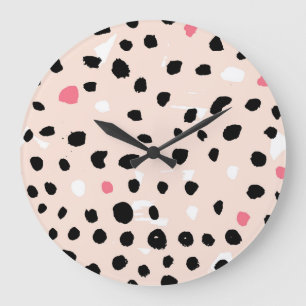 Reloj Redondo Grande Pincel de tinta: Textura artística