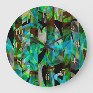 Reloj Redondo Grande Pincel moderno abstracto y sin inconvenientes, tra