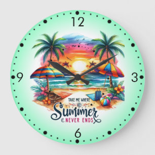 Reloj Redondo Grande Pincelada de playa al atardecer de verano-34626 St