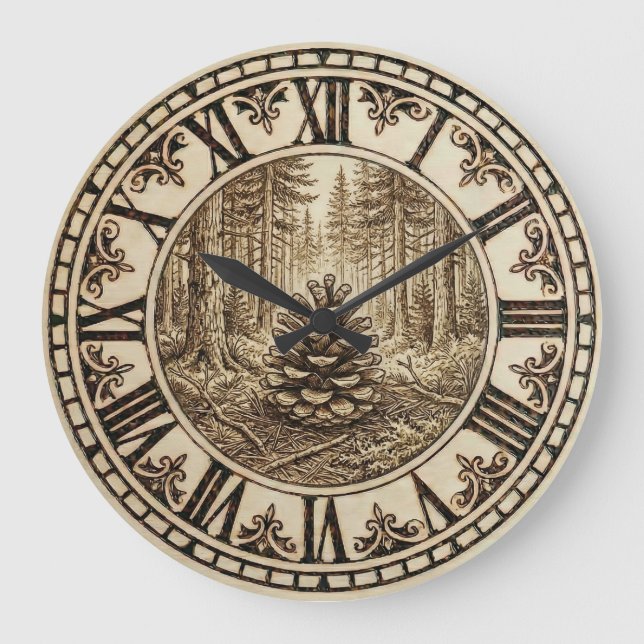 Reloj Redondo Grande Pine Cone Forest Wall Clock  (Anverso)
