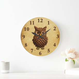 Reloj Redondo Grande Pine Cone Owl