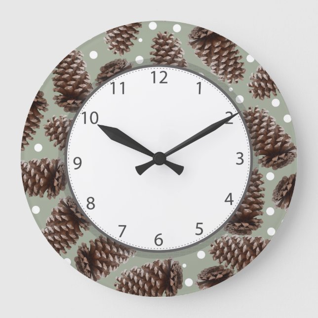 Reloj Redondo Grande Pine Cones (Anverso)